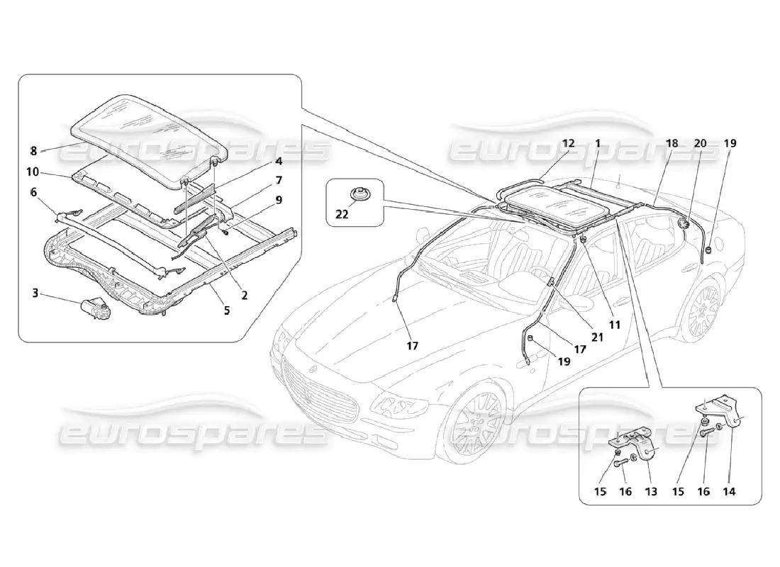maserati qtp. (2006) 4.2 removable roof parts diagram