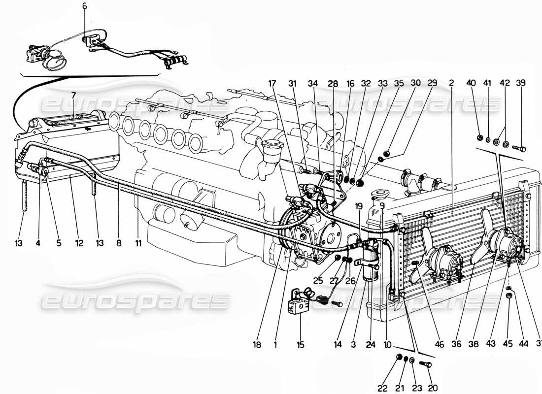 ferrari 365 gtc4 (mechanical) air condition system part diagram