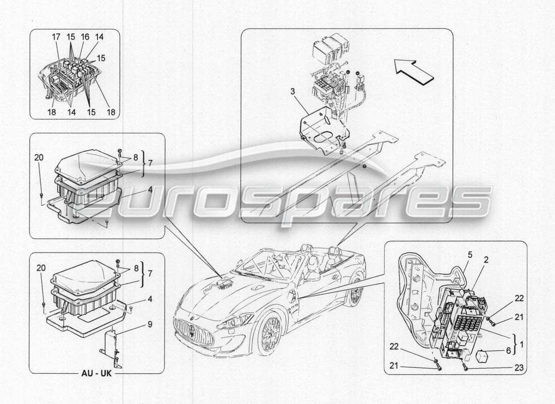 maserati grancabrio mc centenario fuses, relays and boxes part diagram