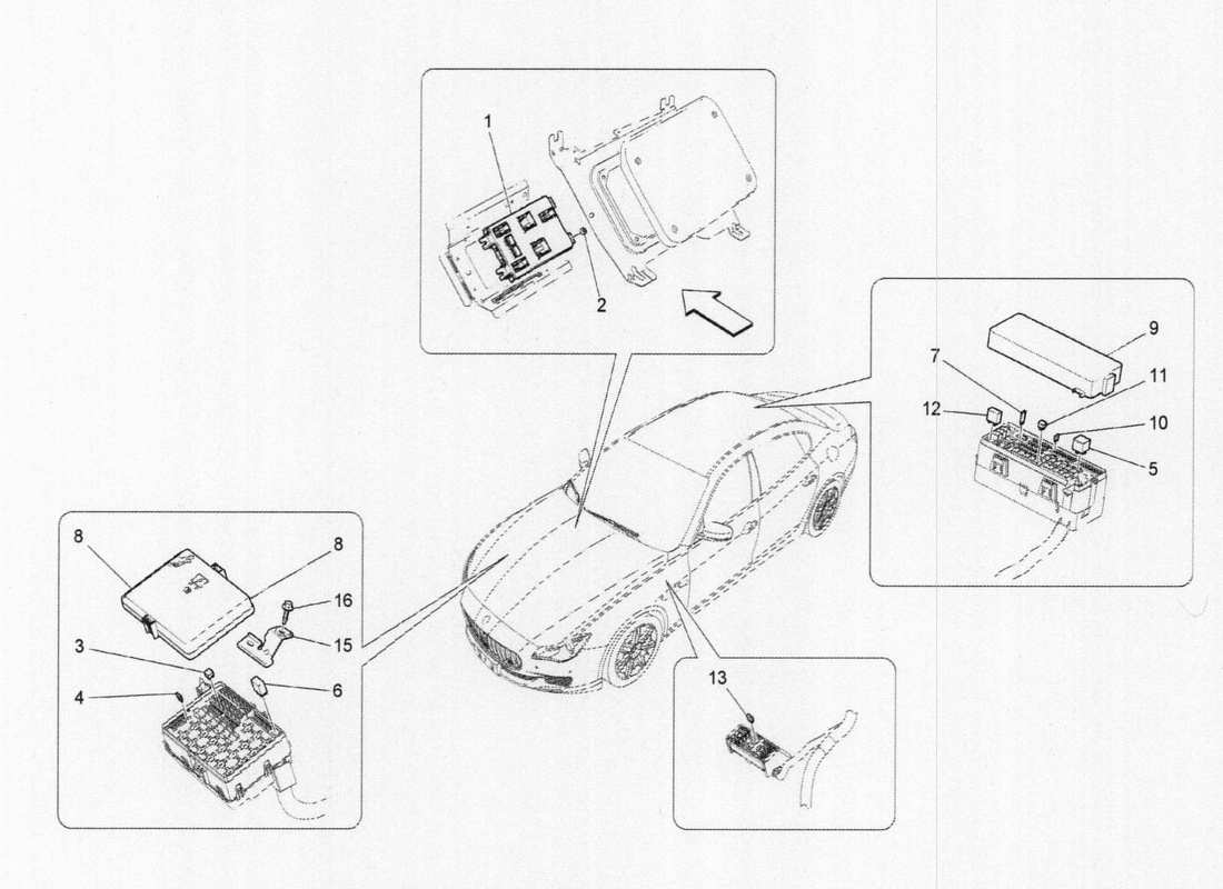 maserati qtp. v6 3.0 tds 275bhp 2017 relays, fuses and boxes parts diagram