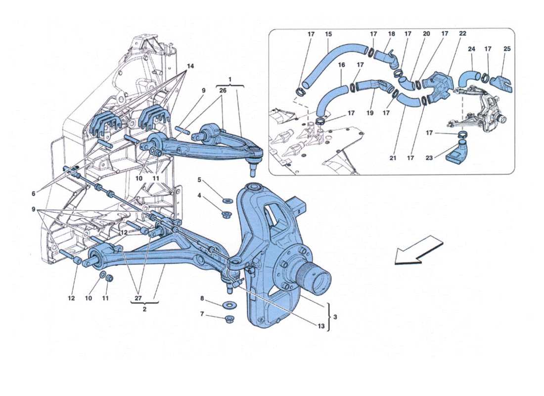 ferrari 458 challenge sospensione anteriore - leve parts diagram