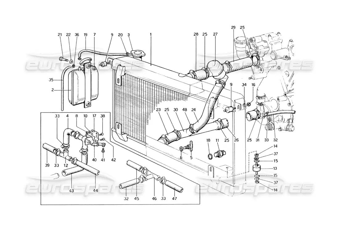 ferrari 400 gt (mechanical) cooling system parts diagram