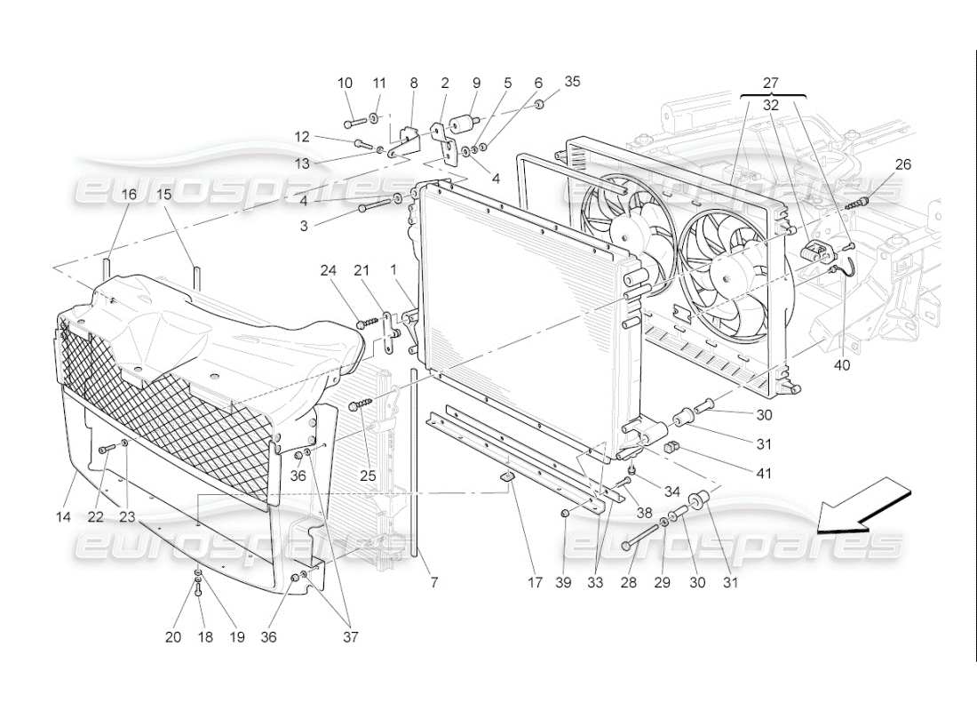 maserati qtp. (2009) 4.2 auto cooling: air radiators and ducts part diagram