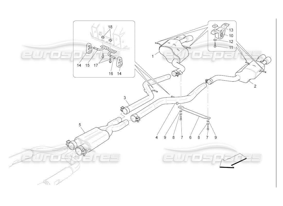 maserati qtp. (2007) 4.2 auto silencers parts diagram