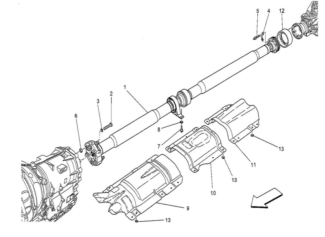 maserati qtp. v8 3.8 530bhp 2014 transmission shaft parts diagram