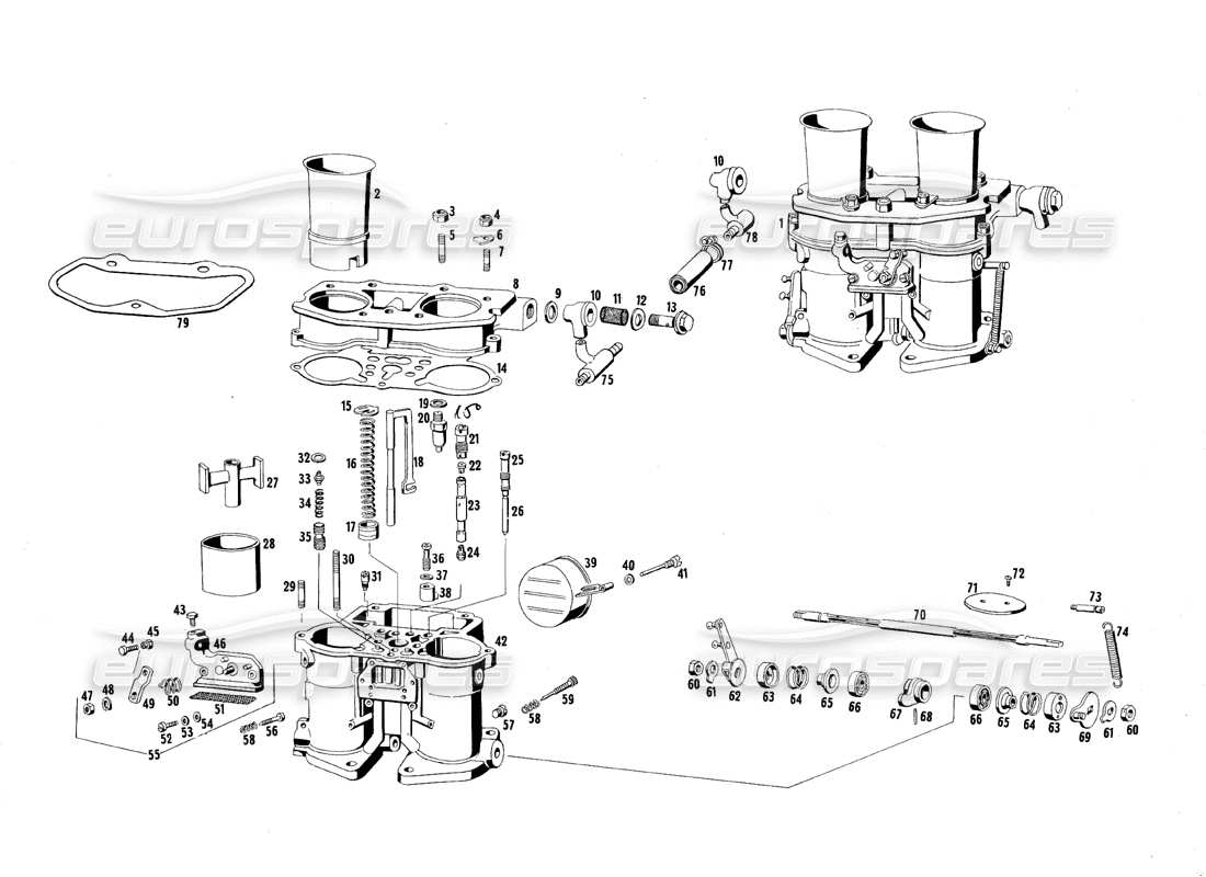 maserati qtp.v8 4.7 (s1 & s2) 1967 carburetor parts diagram
