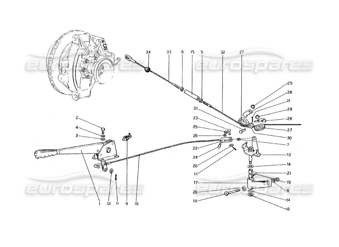 ferrari 308 gt4 dino (1979) hand - brake control parts diagram