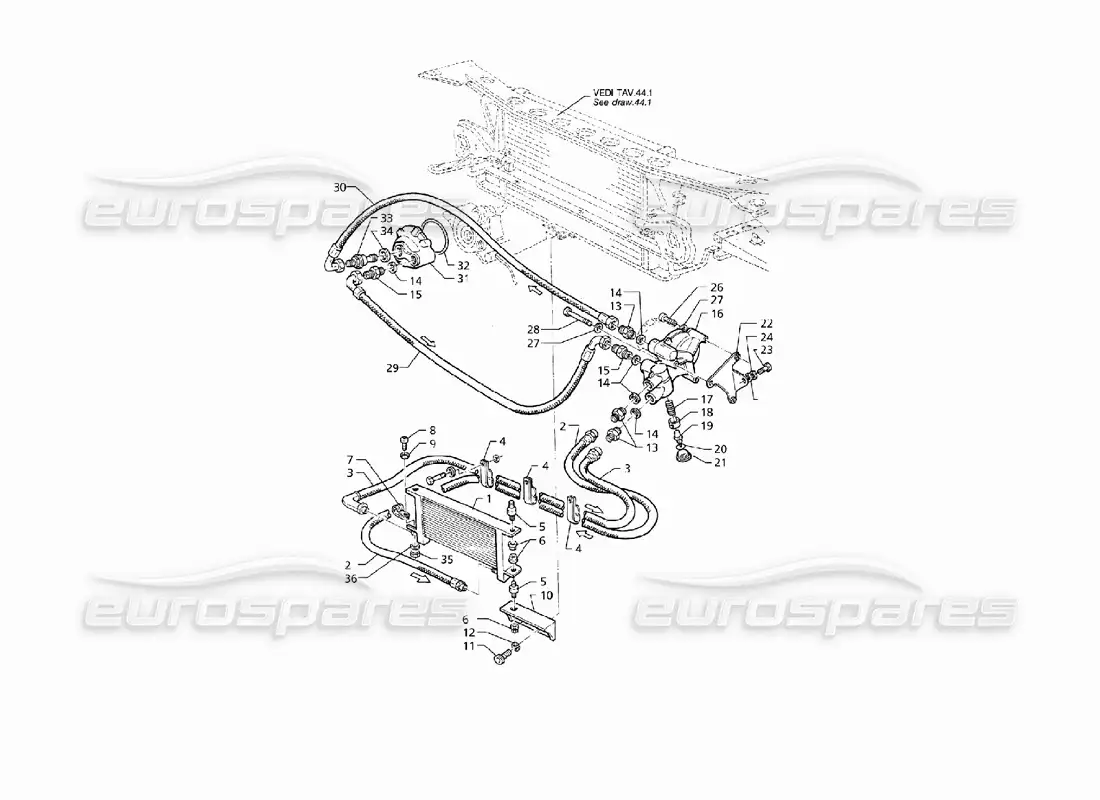 maserati qtp v8 (1998) engine oil cooling parts diagram
