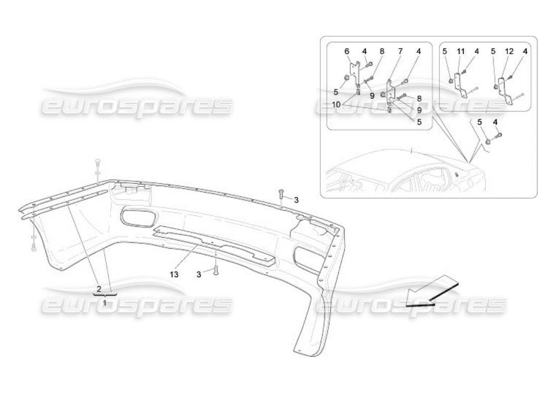 maserati qtp. (2005) 4.2 rear bumper parts diagram