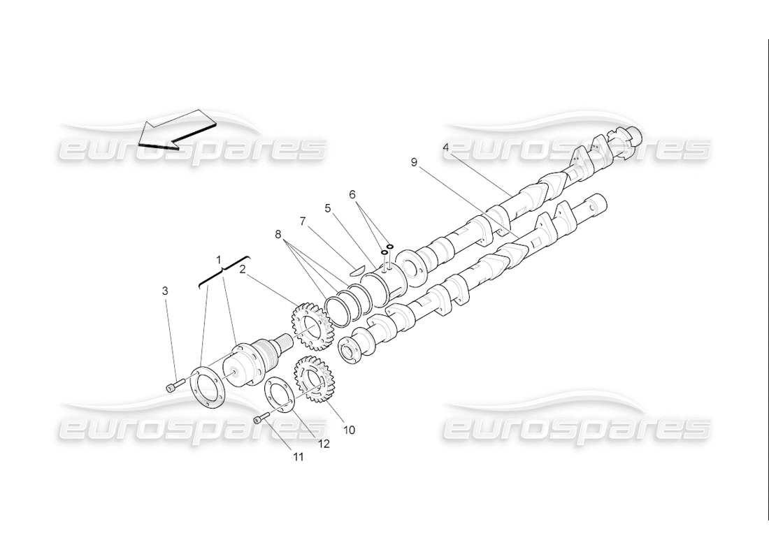 maserati qtp. (2006) 4.2 f1 rh cylinder head camshafts part diagram