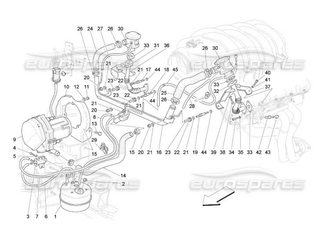 maserati qtp. (2005) 4.2 additional air system parts diagram