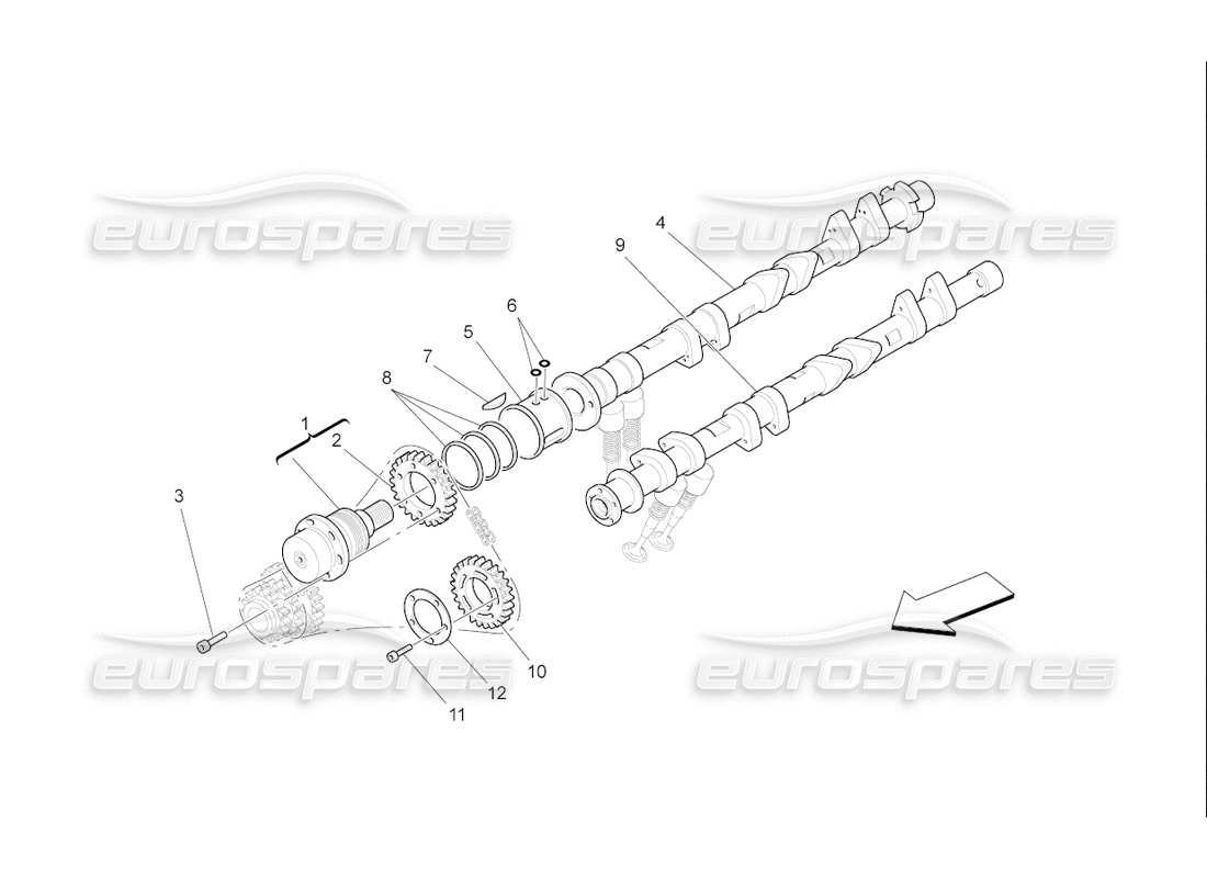 maserati qtp. (2006) 4.2 f1 lh cylinder head camshafts parts diagram