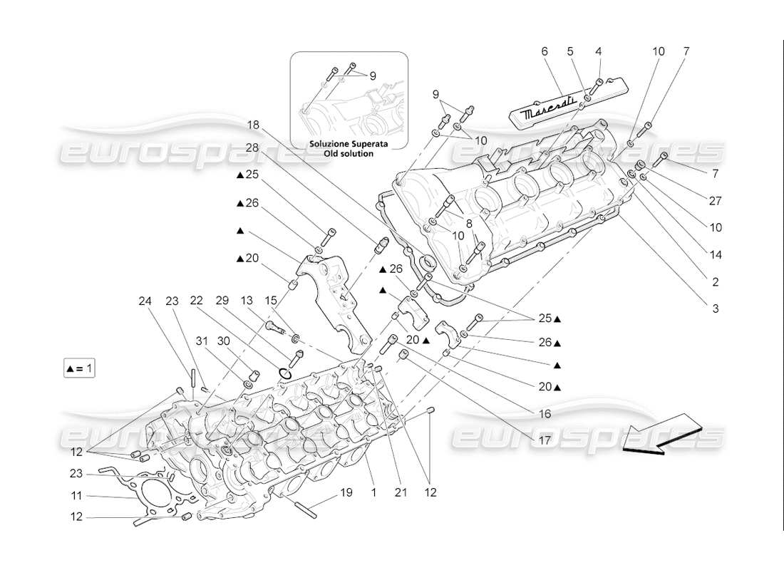 maserati qtp. (2006) 4.2 f1 lh cylinder head part diagram