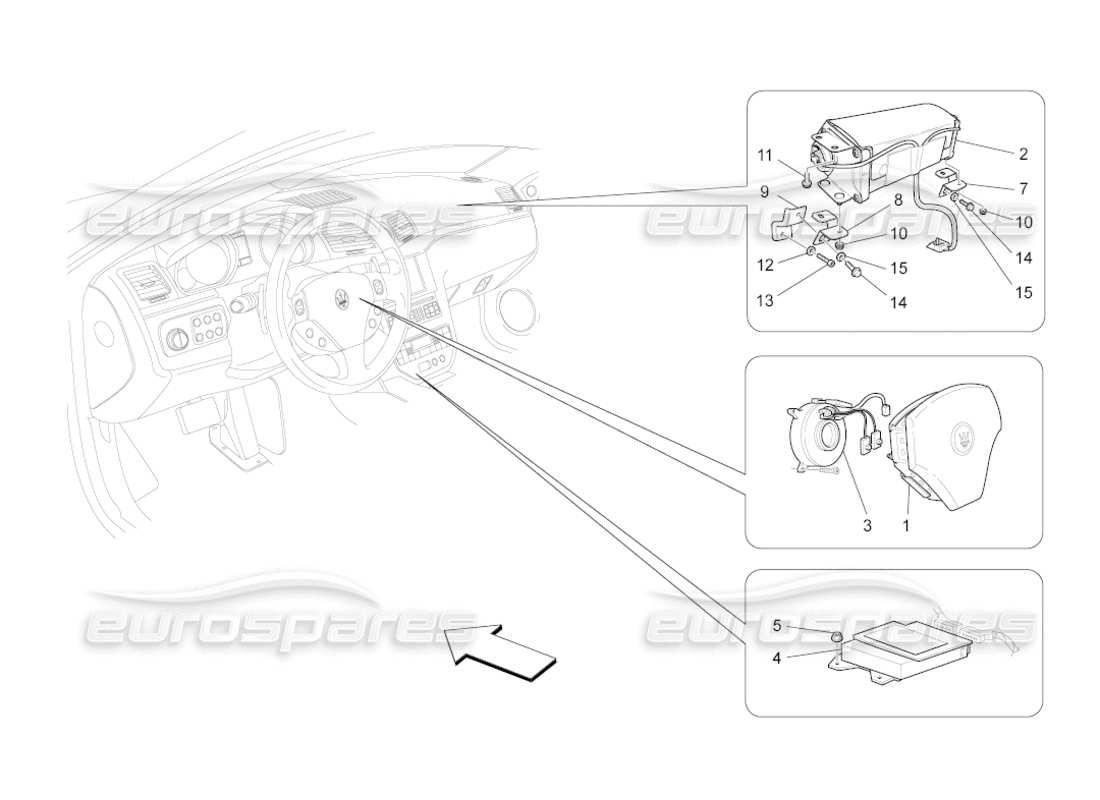 maserati grancabrio (2010) 4.7 front airbag system part diagram