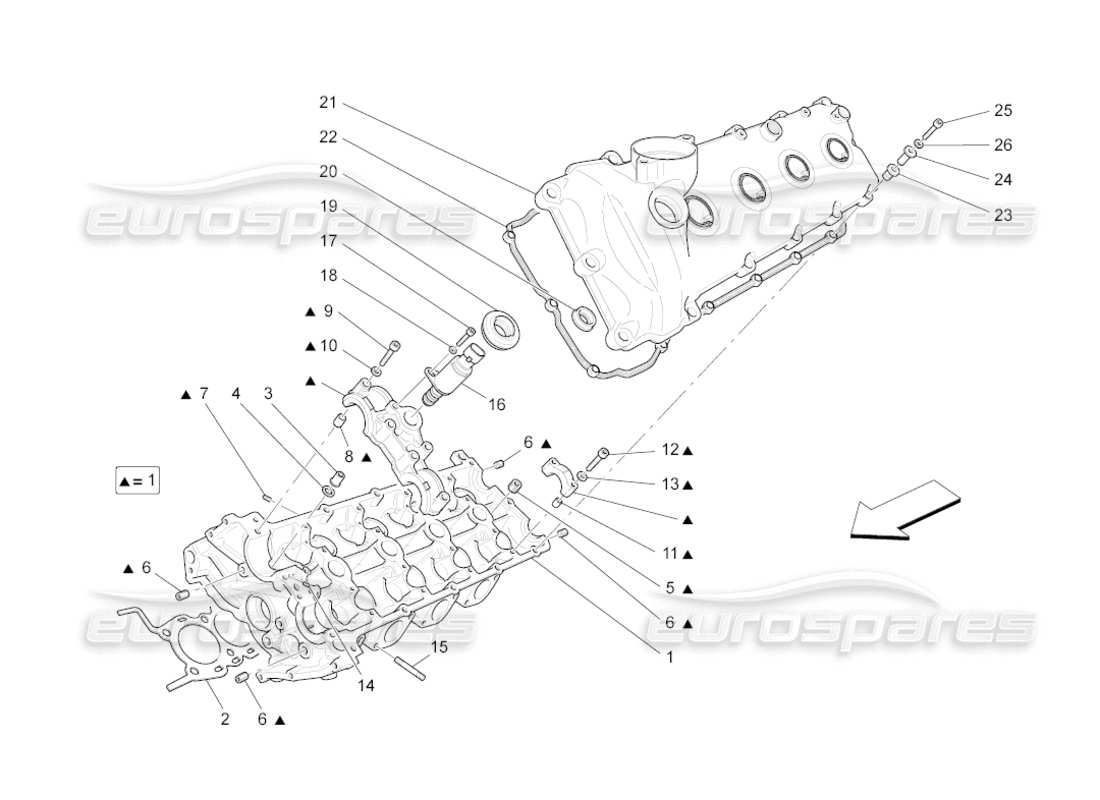 maserati grancabrio (2010) 4.7 lh cylinder head parts diagram