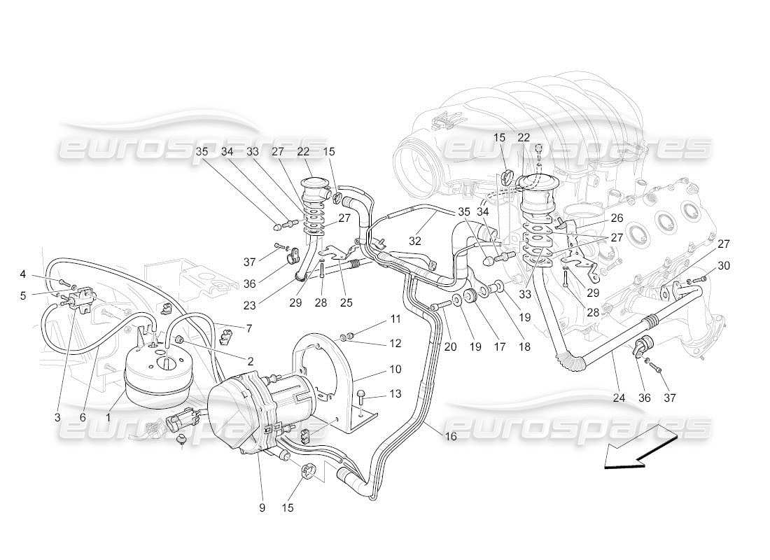 maserati qtp. (2011) 4.7 auto additional air system parts diagram