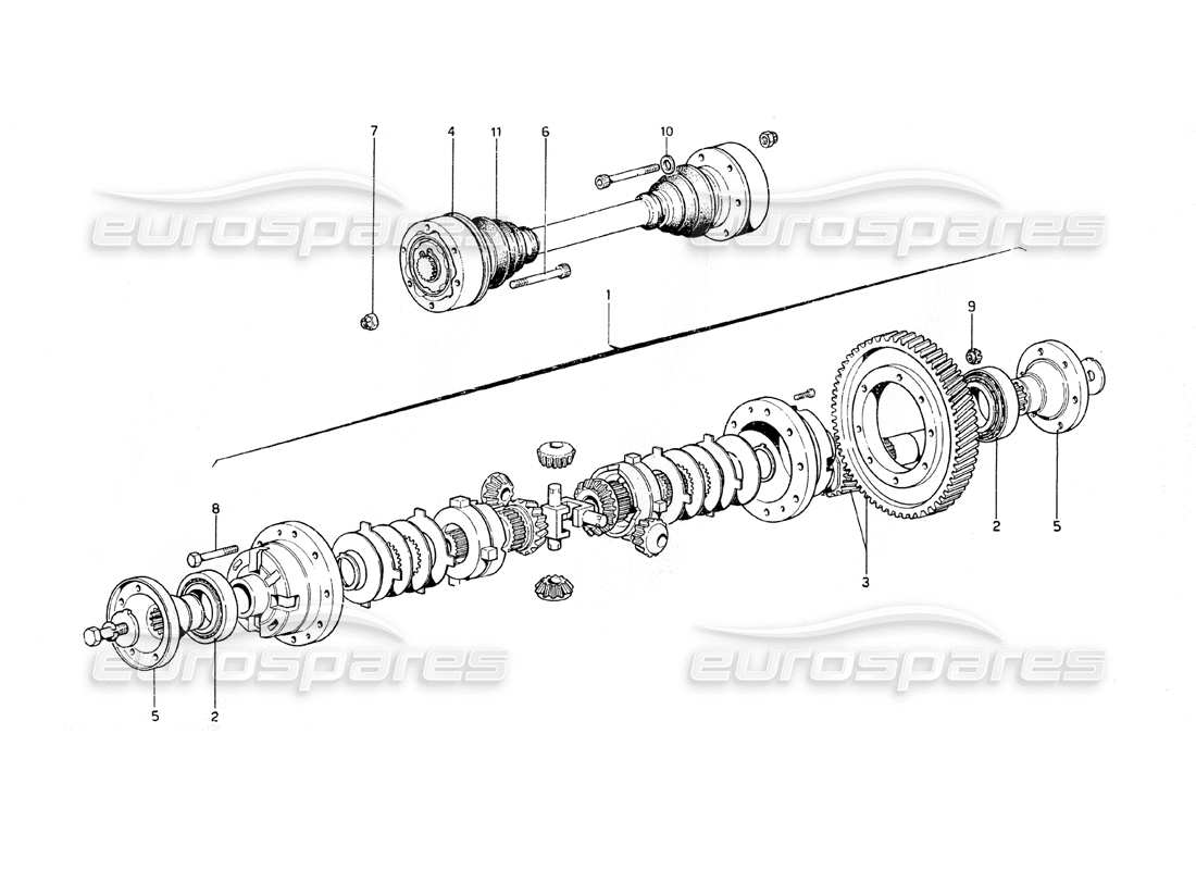 ferrari 308 gt4 dino (1979) differential & axle shafts part diagram