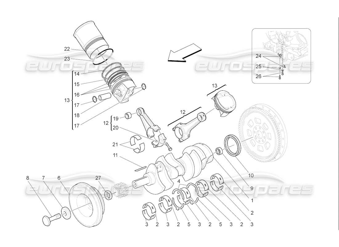 maserati qtp. (2006) 4.2 f1 crank mechanism parts diagram