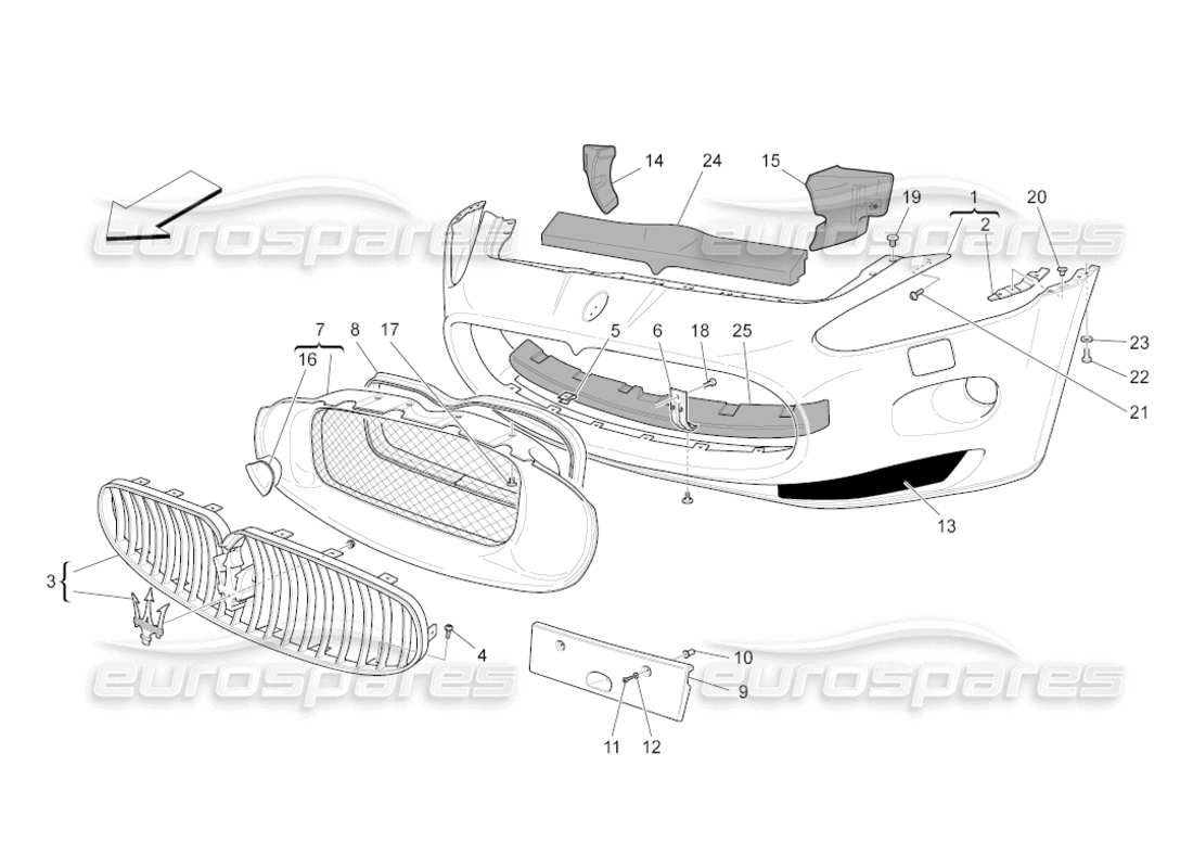 maserati grancabrio (2010) 4.7 front bumper part diagram