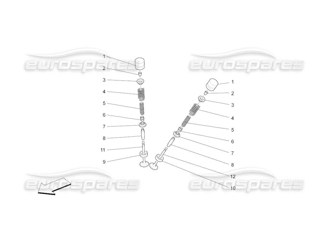 maserati grancabrio (2010) 4.7 valves parts diagram