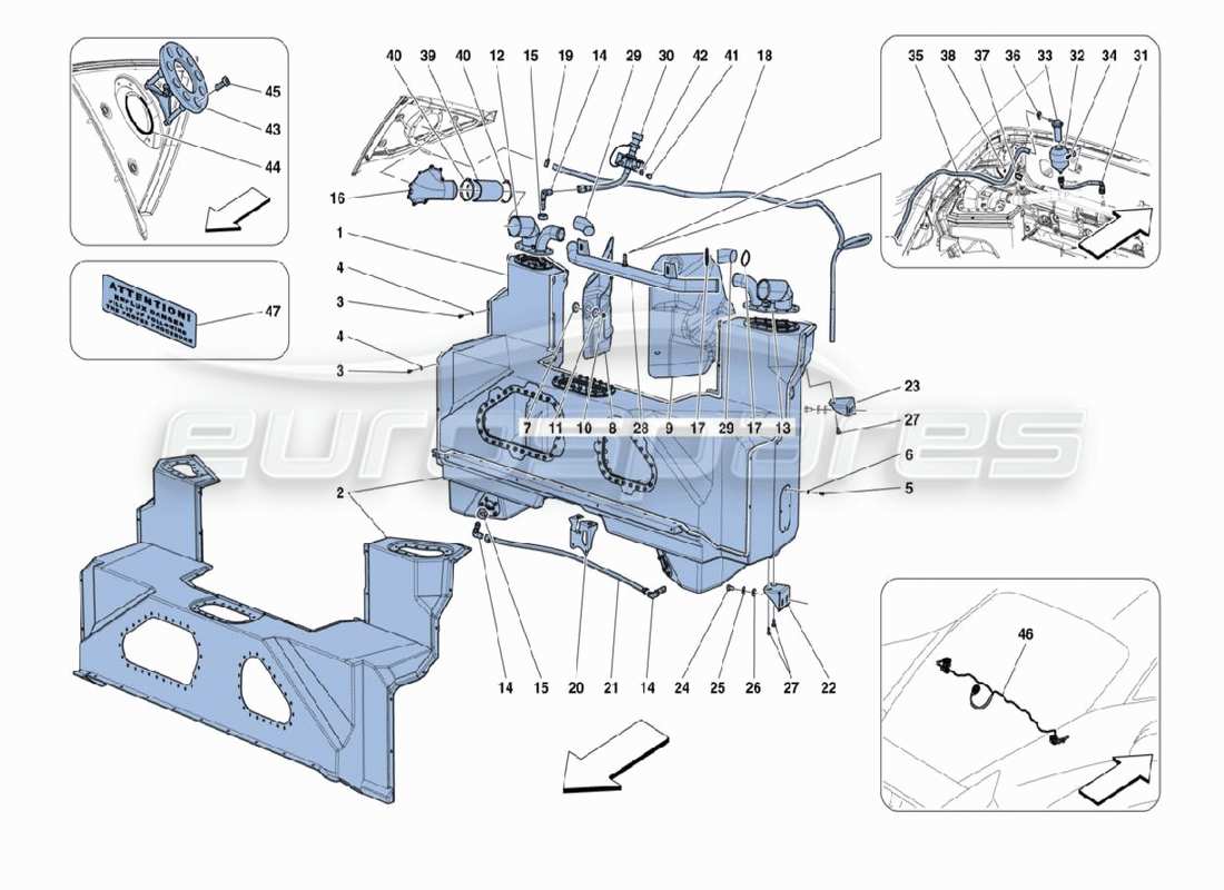 ferrari 488 challenge fuel pipes part diagram