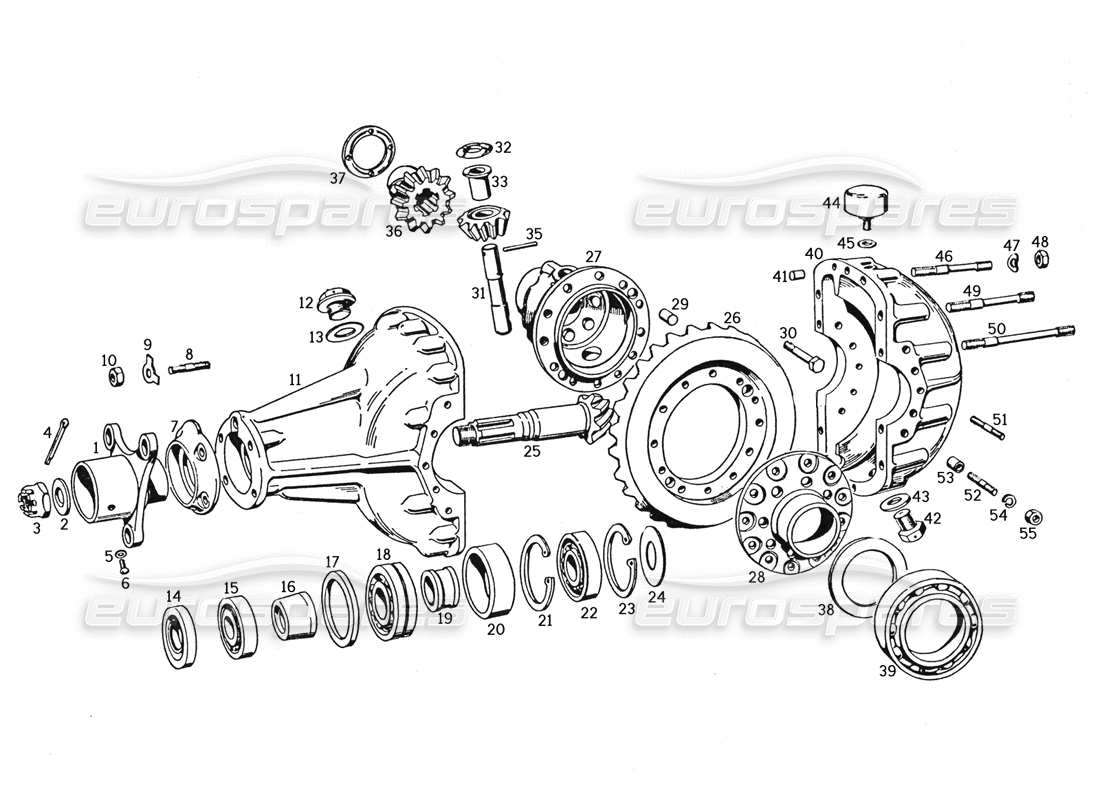 ferrari 250 gte (1957) differential assembly parts diagram