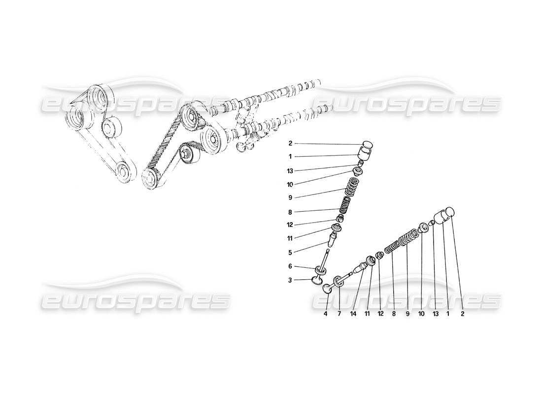 ferrari 328 (1985) timing system - tappets part diagram