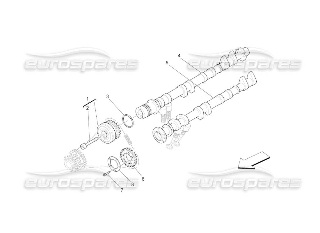 maserati grancabrio (2010) 4.7 lh cylinder head camshafts parts diagram