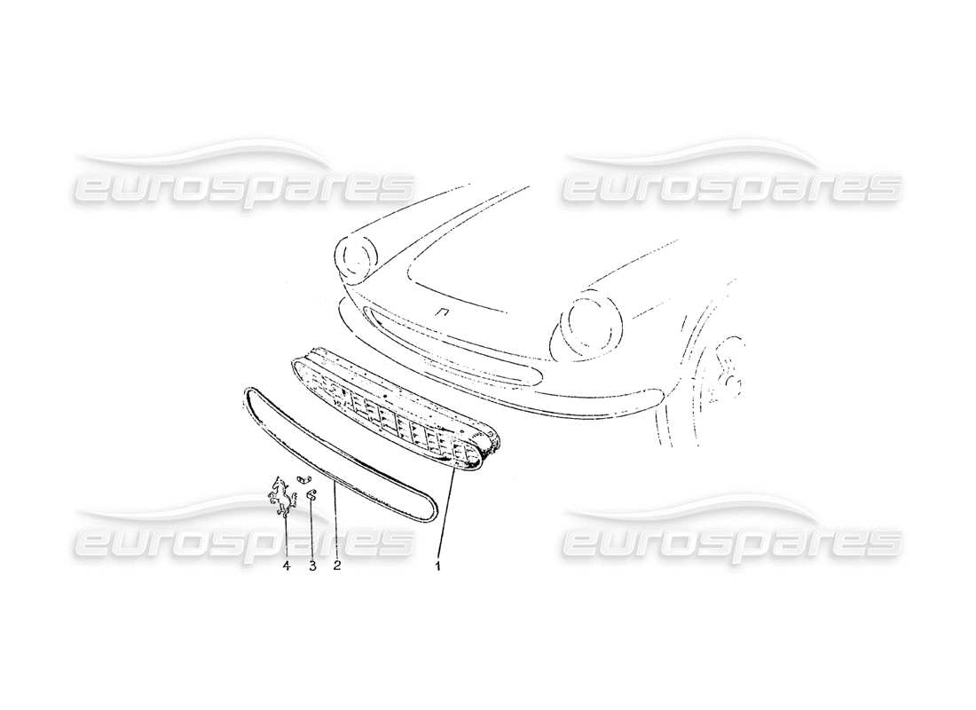 ferrari 275 (pininfarina coachwork) grupoo maschera radiatore part diagram