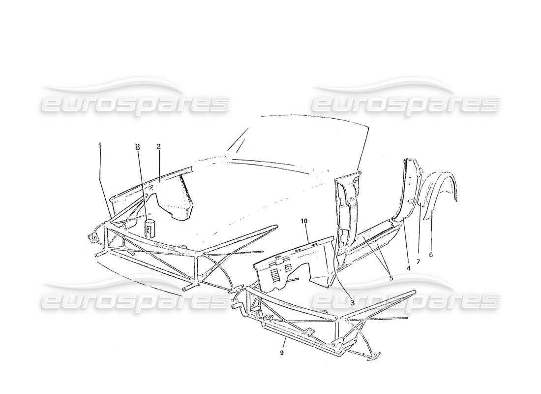 ferrari 275 (pininfarina coachwork) gruppo ossature part diagram