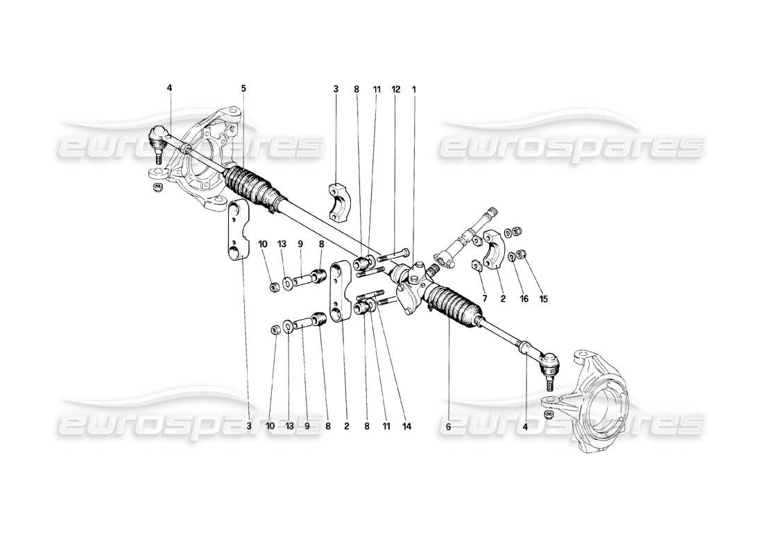 ferrari mondial 8 (1981) steering box and linkage parts diagram