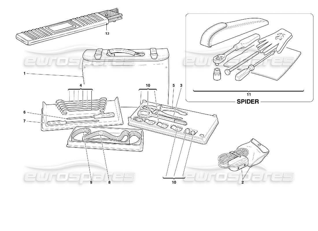 ferrari 355 (2.7 motronic) tools equipment parts diagram