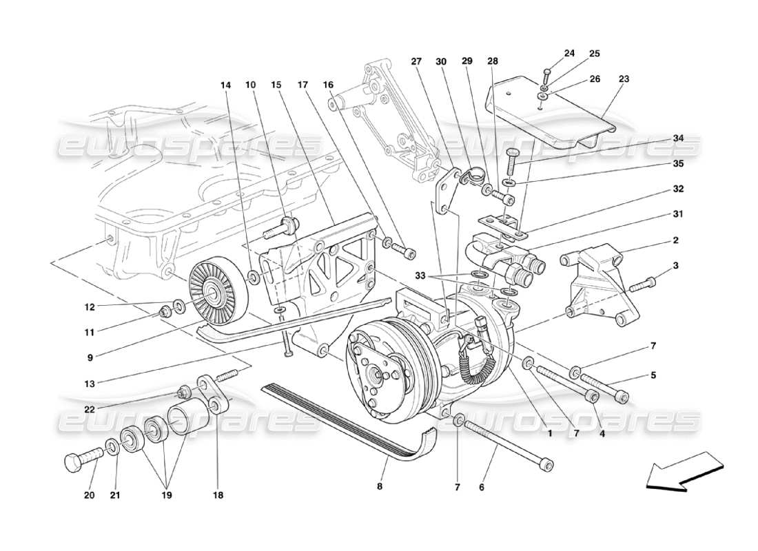 ferrari 360 challenge stradale air conditioning compressor part diagram