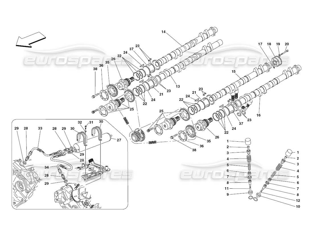 ferrari 430 challenge (2006) timing - tappets parts diagram