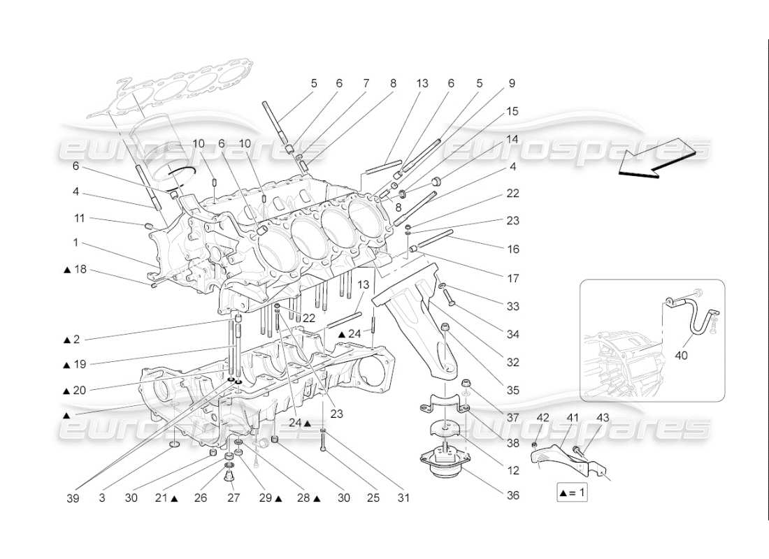 maserati qtp. (2007) 4.2 f1 crankcase parts diagram