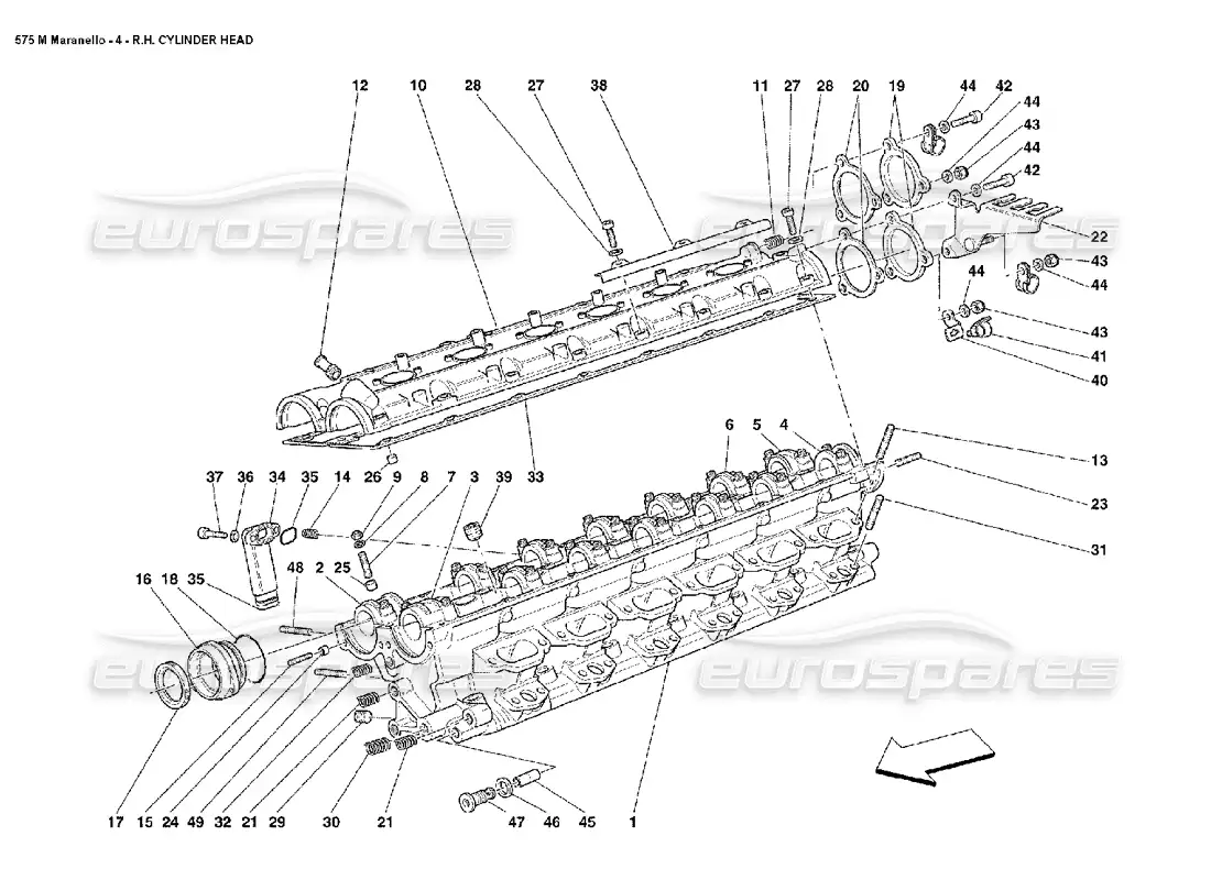 ferrari 575m maranello rh cylinder head parts diagram