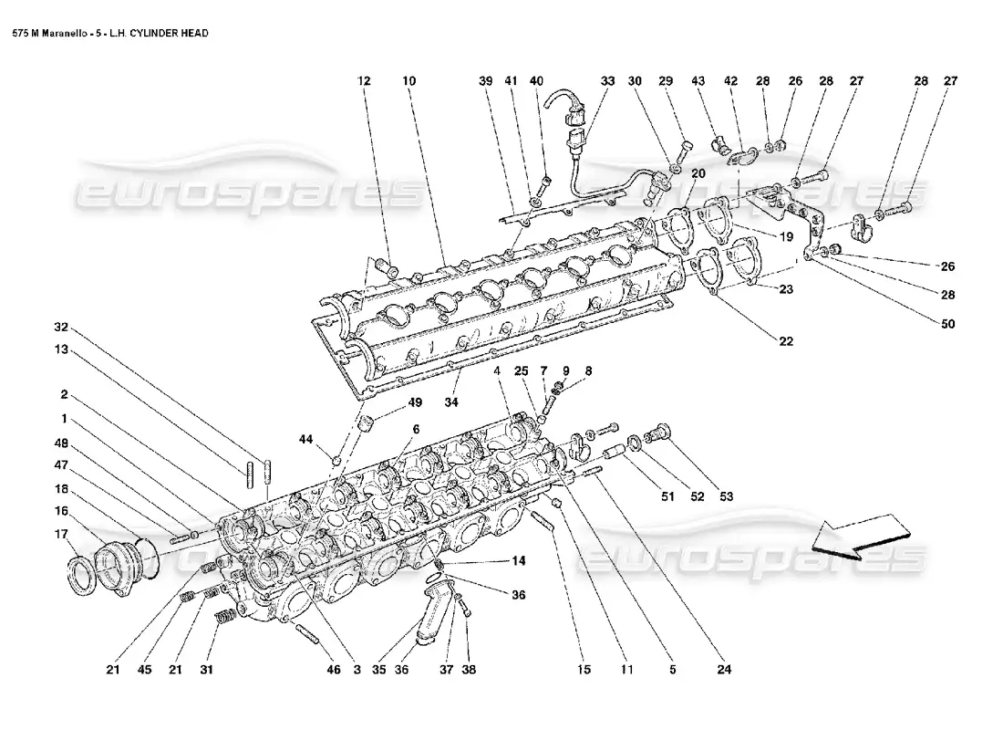 ferrari 575m maranello lh cylinder head parts diagram