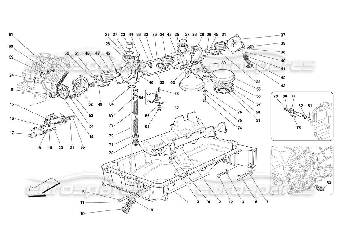 ferrari 360 challenge (2000) pumps and oil sump parts diagram