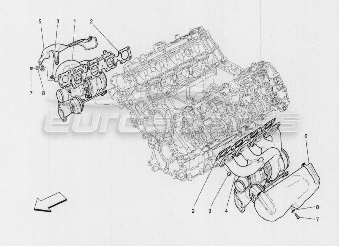 maserati qtp. v8 3.8 530bhp auto 2015 turbocharging system: equipment parts diagram