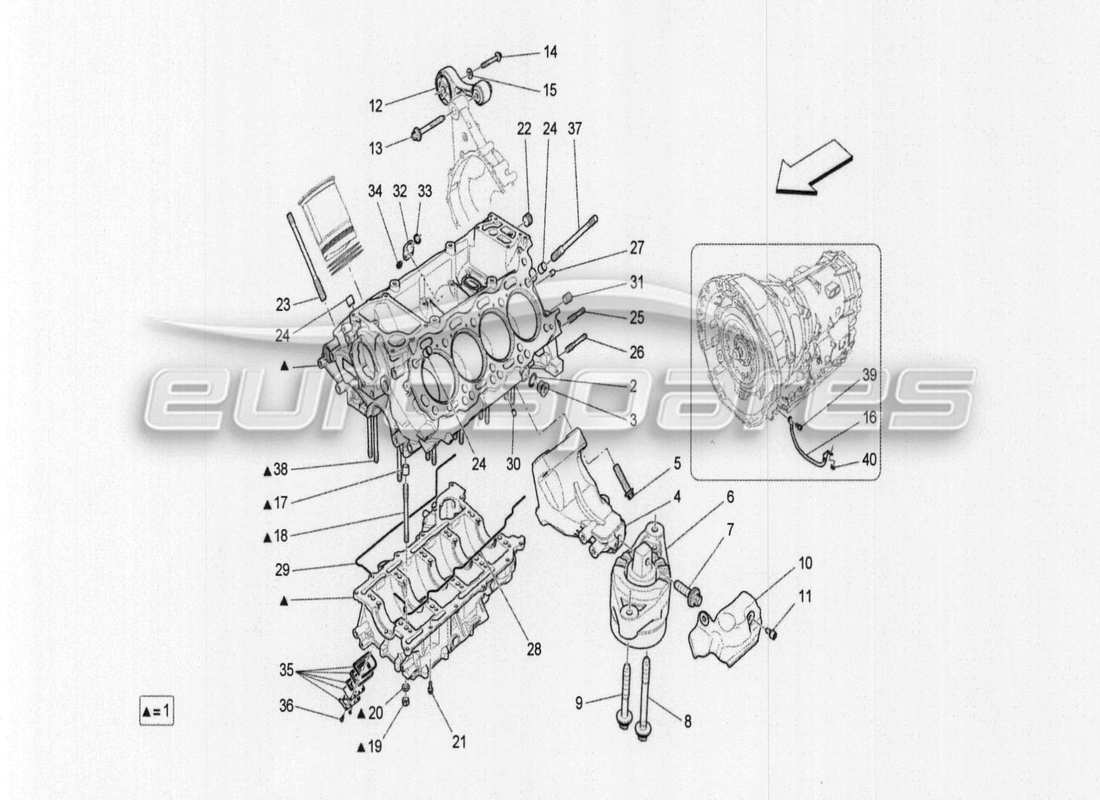 maserati qtp. v8 3.8 530bhp auto 2015 crankcase parts diagram