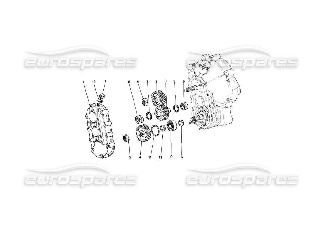 ferrari 246 dino (1975) gearbox transmission parts diagram