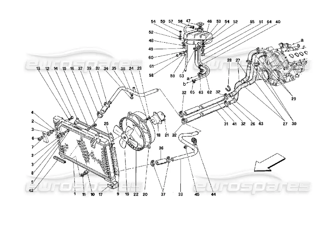 ferrari mondial 3.4 t coupe/cabrio cooling system parts diagram