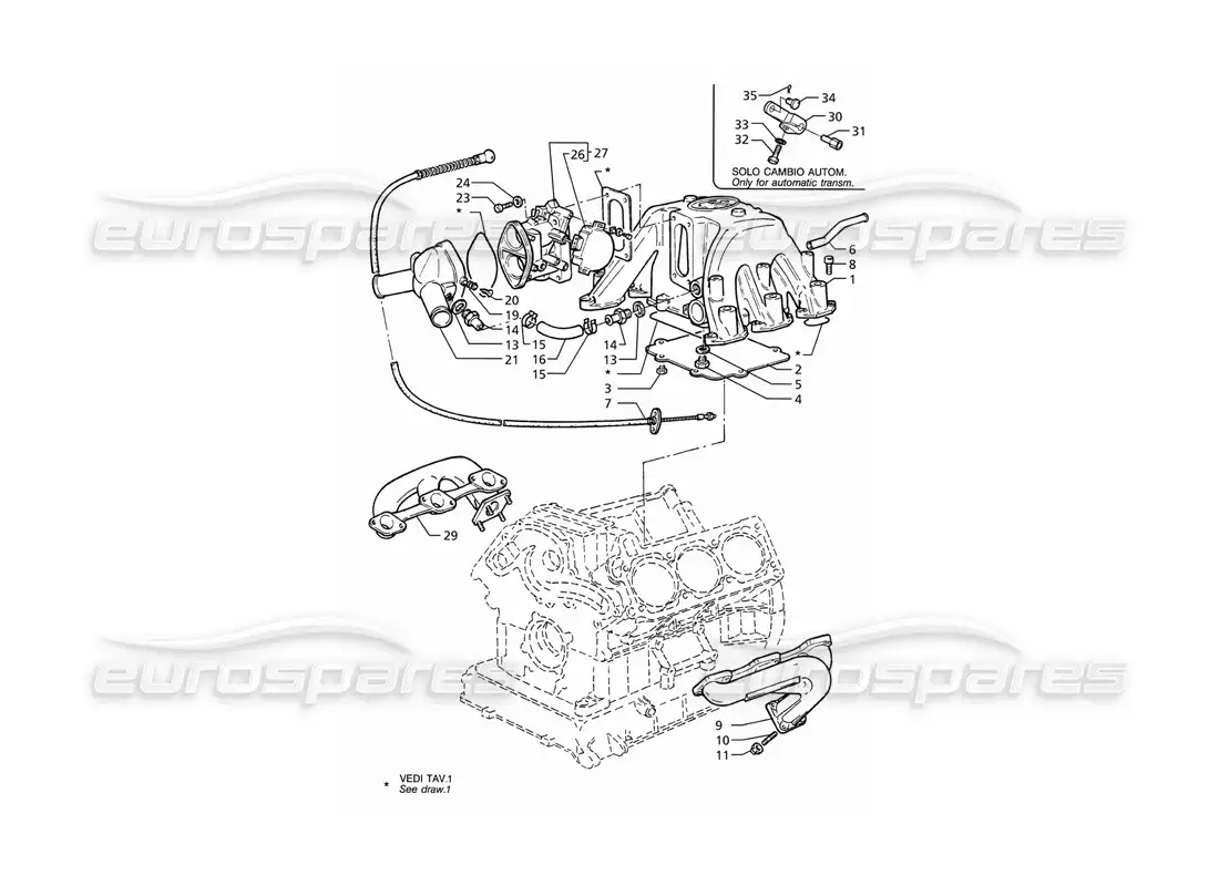 maserati ghibli 2.8 (abs) intake and exhaust manifold throttle valve body parts diagram