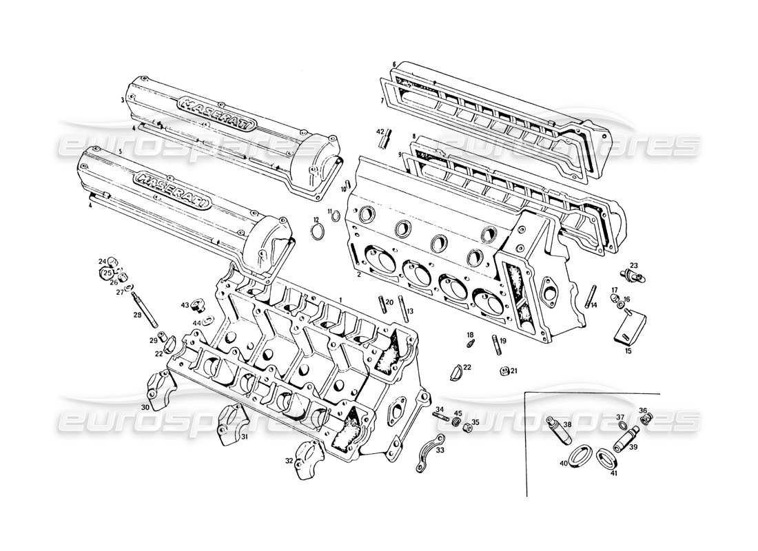 maserati khamsin cylinder heads parts diagram