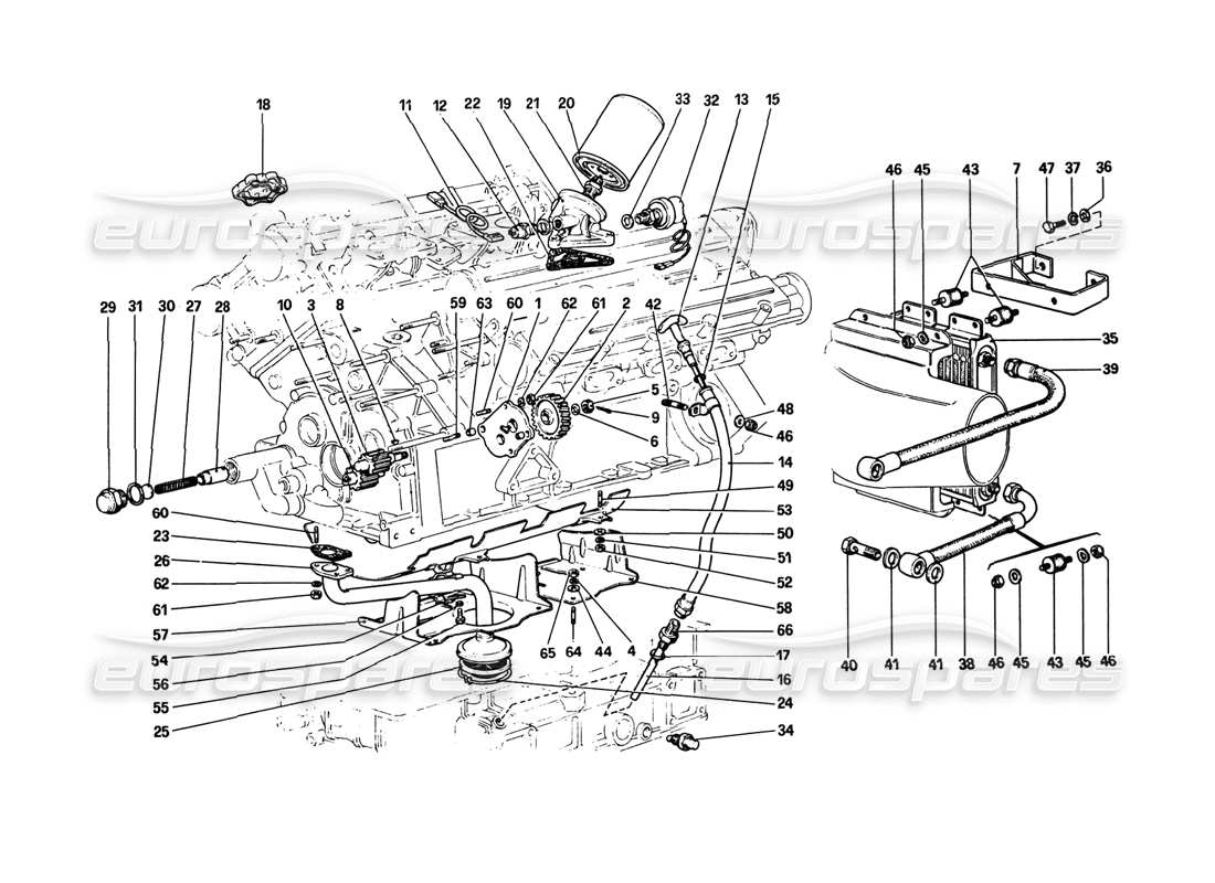 ferrari 308 gtb (1980) lubrification system (308 gts and aus) part diagram