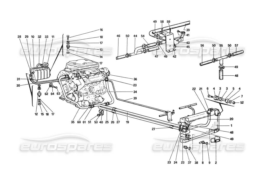 ferrari 308 gtb (1980) cooling system parts diagram