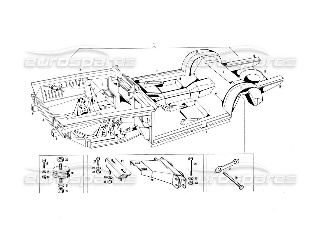 maserati qtp.v8 4.9 (s3) 1979 frame parts diagram