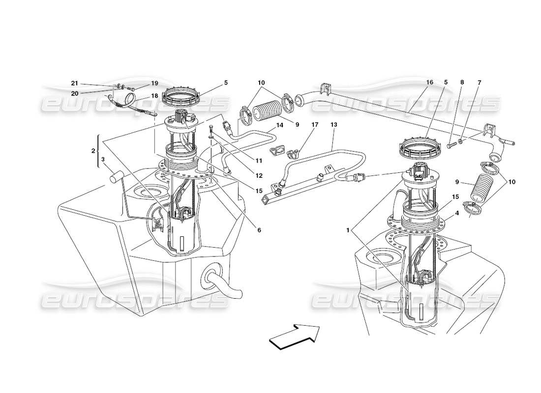 ferrari 430 challenge (2006) fuel pumps and pipes part diagram