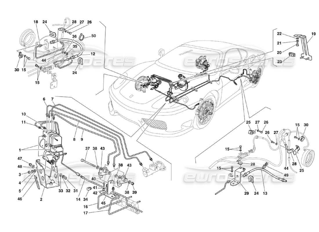 ferrari 360 challenge stradale brake system part diagram