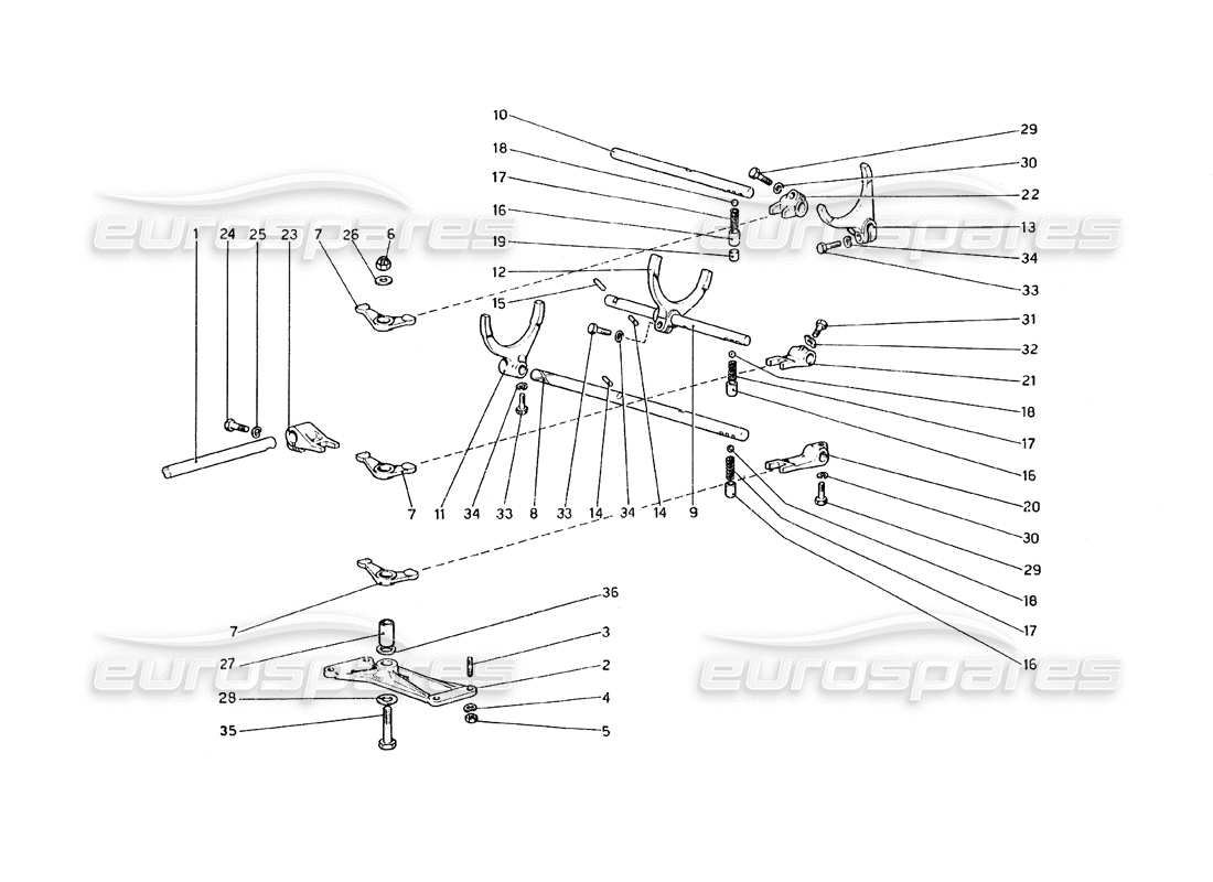 ferrari 308 gt4 dino (1979) inside gearbox controls part diagram